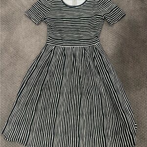 Lularoe Amelia Black and White Striped Dress Size XS